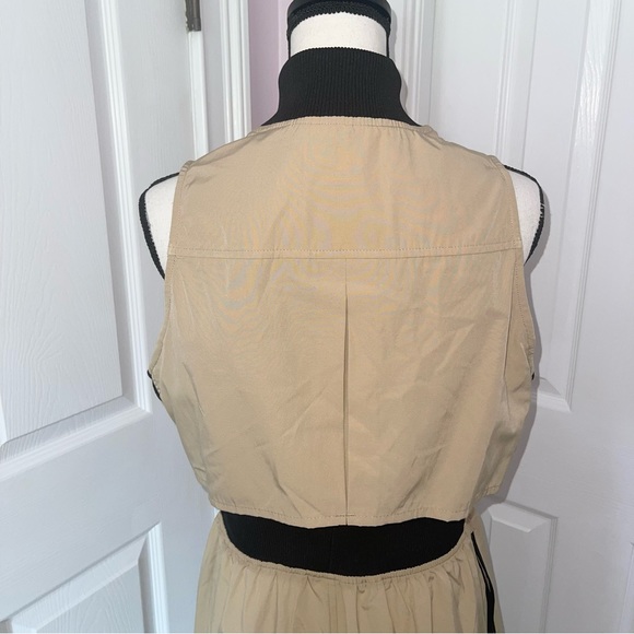 NWT GSTO beige & black safari khaki gaming midi dress, size large - Picture 6 of 14